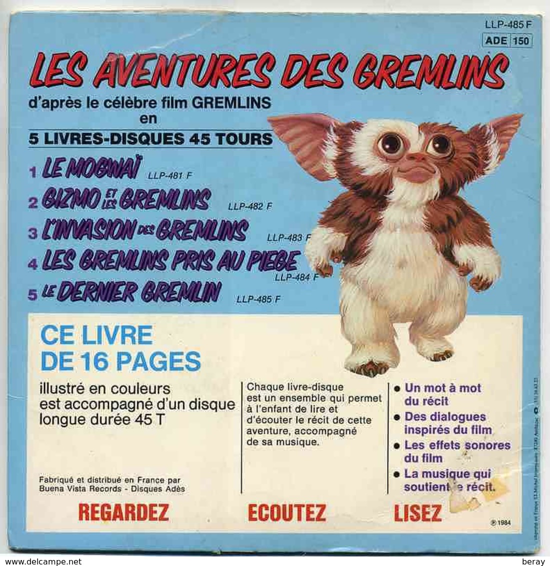 LIVRE DISQUE - LES AVENTURES DES GREMLINS - LE DERNIER GREMLIN - RECTO VERSO - Enfants