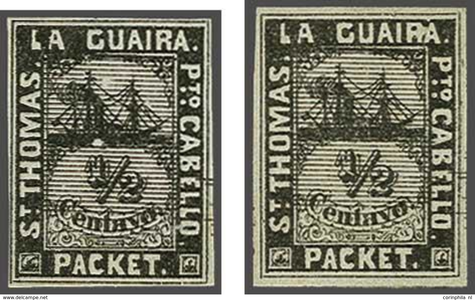 Curaçao Private Ship Letter Stamps La Guaira - Otros & Sin Clasificación