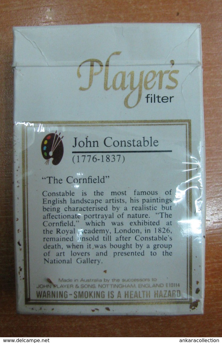 AC - PLAYER'S FILTER AUSTRALIAN HARD PACK CIGARETTES EMPTY BOX FOR COLLECTION JOHN CONSTABLE  THE CORNFIELD - Autres & Non Classés