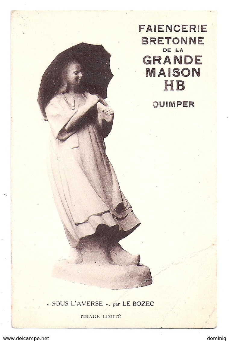 Quimper, Faïencerie Bretonne De La GRANDE MAISON HB, Sous L'averse Par LE BOZEC - Quimper