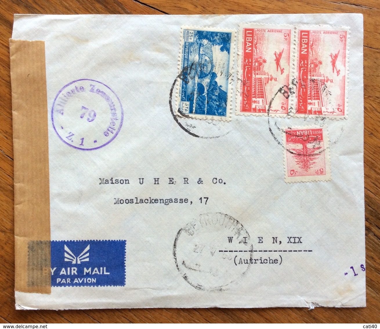 LIBANO  ENVELOPE COVER PAR AVION   FROM BEYROUTH  TO  WIEN AUSTRIA     CENSURATA - Libano