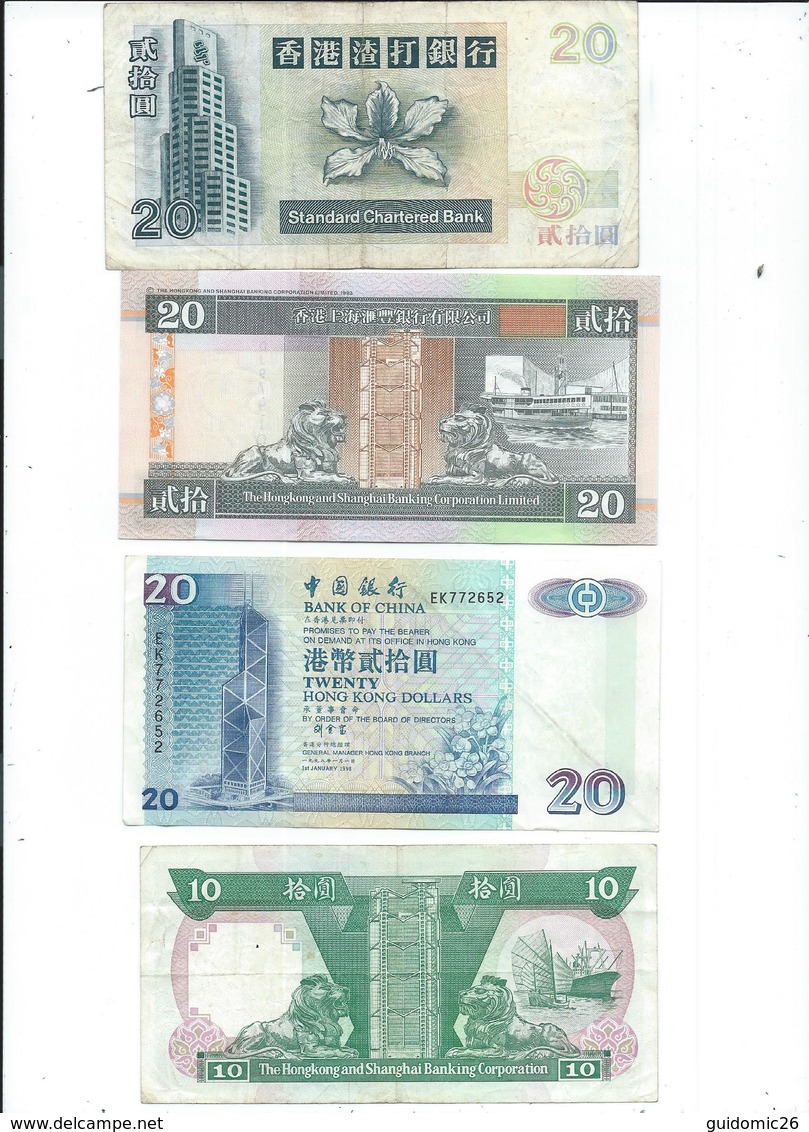 Hong Kong ,bank Of China Lot De 4 Billets Ayant Circulé - Hong Kong