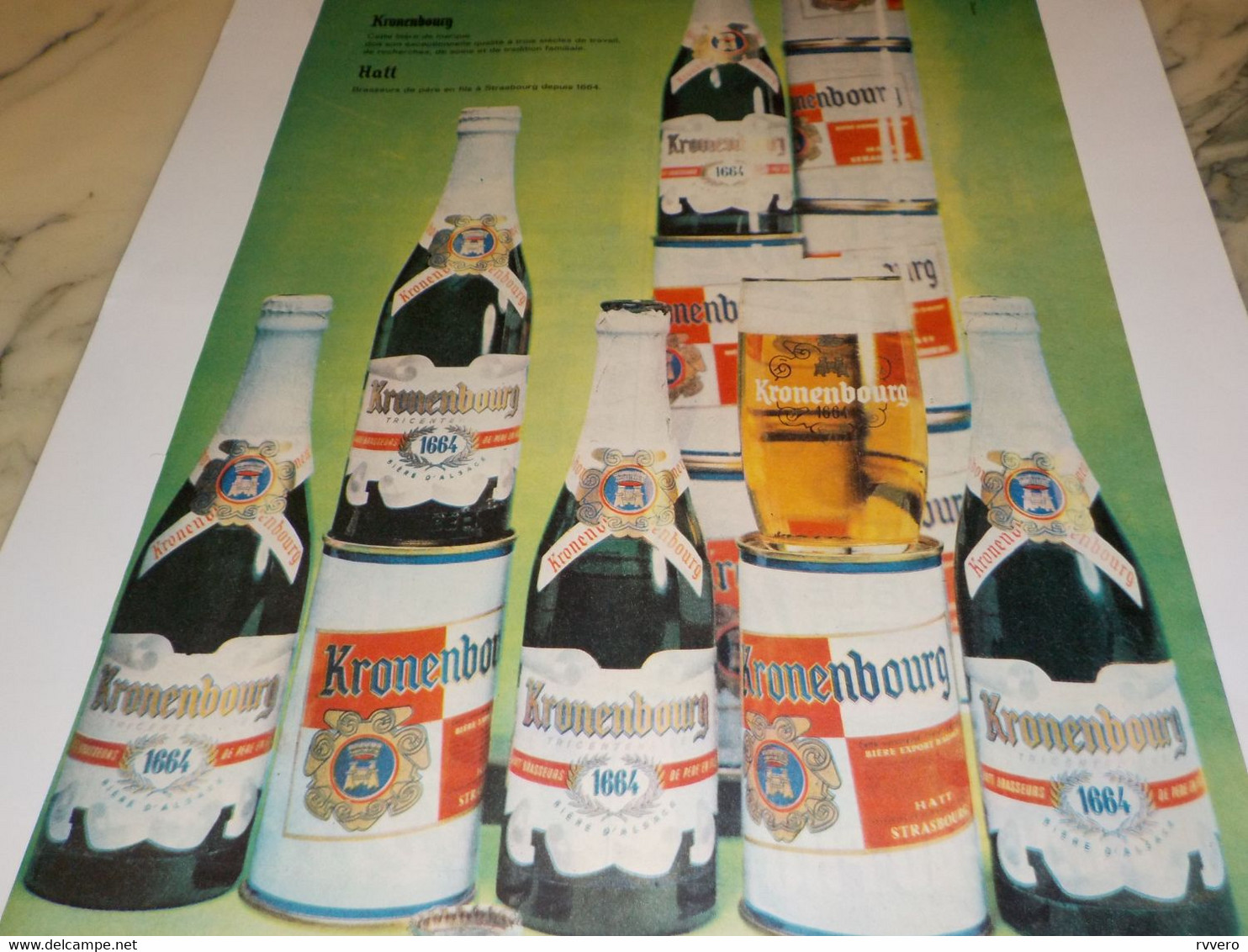 ANCIENNE  PUBLICITE  BIERE 1664 KRONENBOURG 1960 - Alcoholes