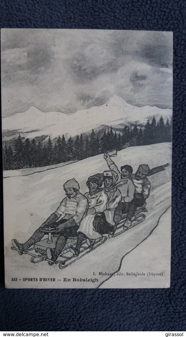 CPA SPORTS D HIVER EN BOBSLEIGH ED L MICHAUX DESSIN 1909 - Sports D'hiver