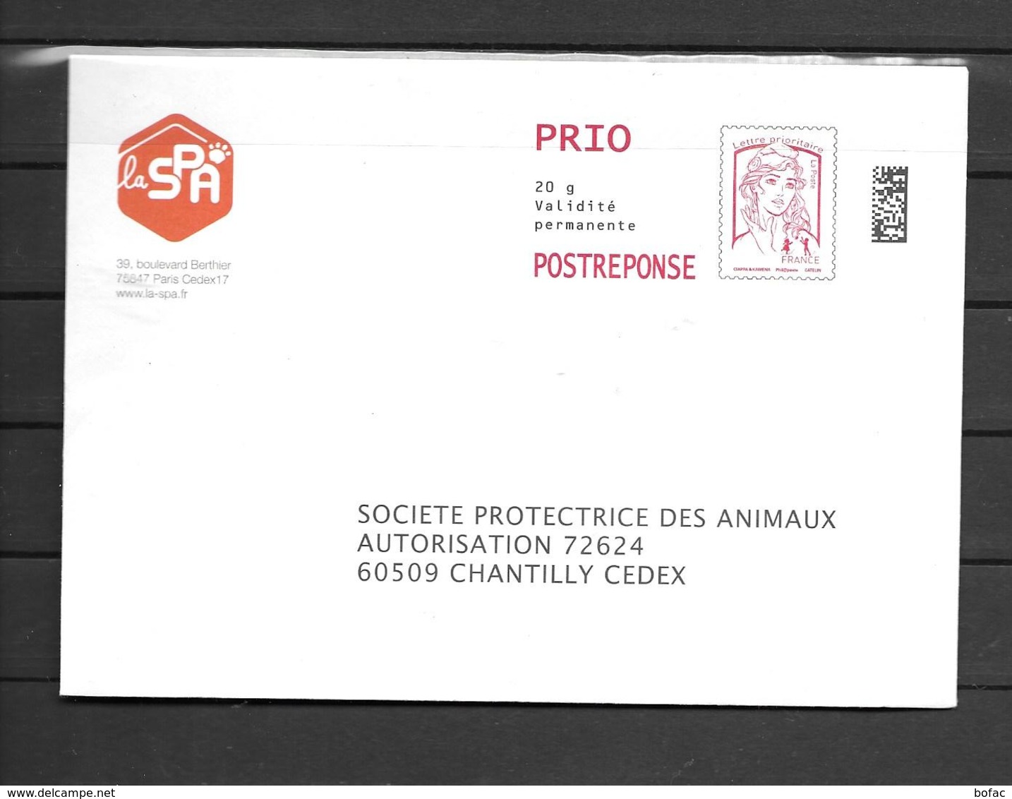 Socité Protectrice Des Animaux   2 Scans  Lettre Prioritaire Ciappa-Kavena  *FRANCE*  507 - Prêts-à-poster: Réponse /Ciappa-Kavena