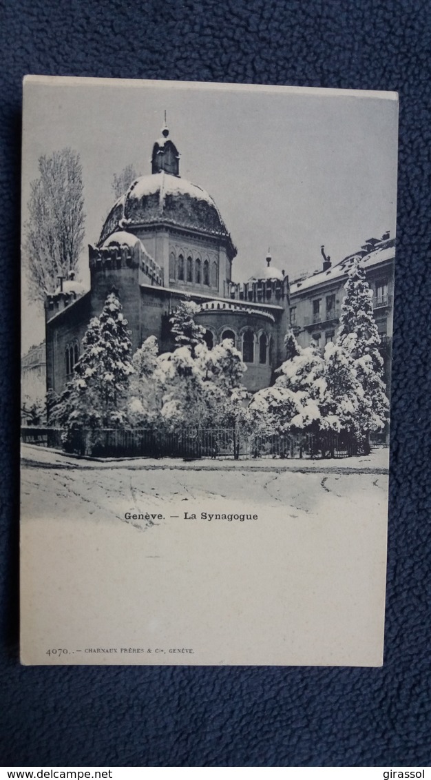 CPA GENEVE LA SYNAGOGUE SOUS LA NEIGE ED CHARNAUX 4070 - Jewish