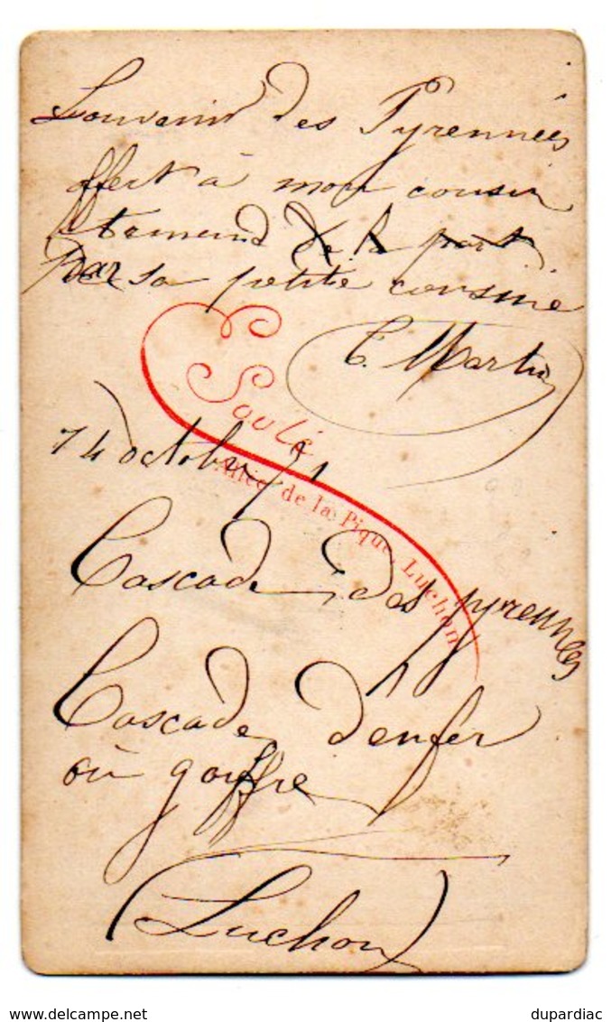 LUCHON, Gouffre D'Enfer : Photo Albuminée, Contrecollée Sur Carton Fort, Fin 19 ème Siècle, Très Bon état, Datée 1871. - Anciennes (Av. 1900)