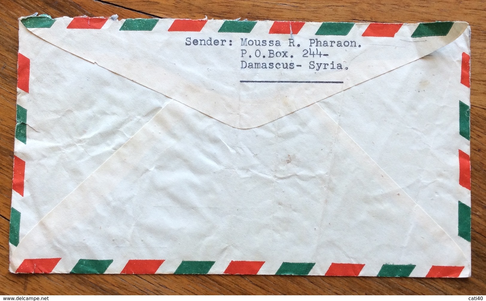 SIRYA  ENVELOPE COVER PAR AVION  FROM DAMAS TO  KANSAS CITY  U.S.A.  END TIMBRE FISVCAL  THE 30/5/1949 - Siria