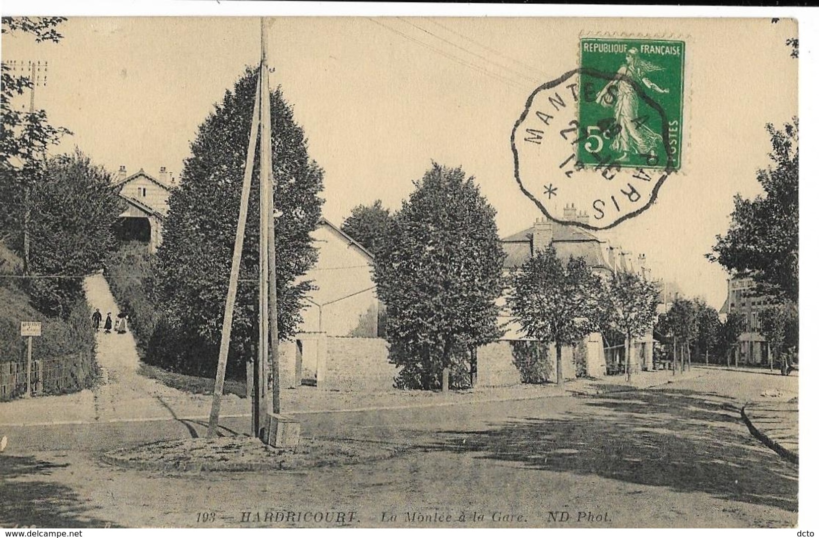 HARDRICOURT La Montée à La Gare ND 193, Envoi 1912 - Hardricourt