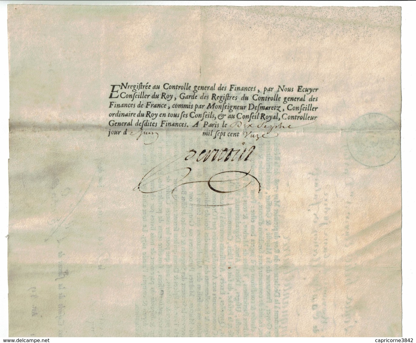 1711 - Reçu De 50 Livres Pour  Réunion Des Offices Des Juges-Gruyers - Document Sur Peau - Cachet Généralité De Paris - Manuscripts