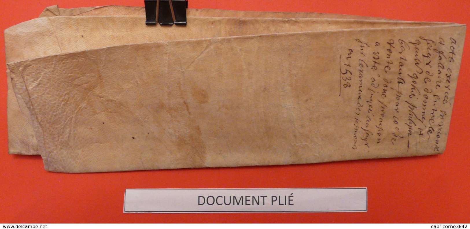 1538 - Grand Parchemin Manuscrit Sur Peau - 50 X 31 Cm - Plié Pour Archives - Ecriture Un Peu Atténuée Par L'âge - Manuscripts