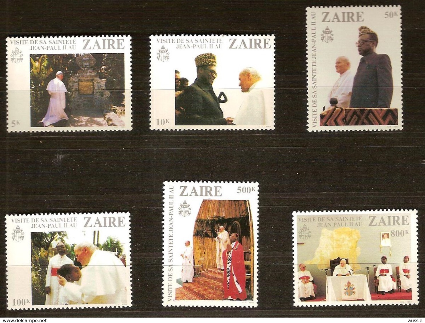 Zaire 1981 OBCn° 1094-1099 *** MNH  Cote 15,00 Euro Visite Du Pape Jean-Paul II - Neufs