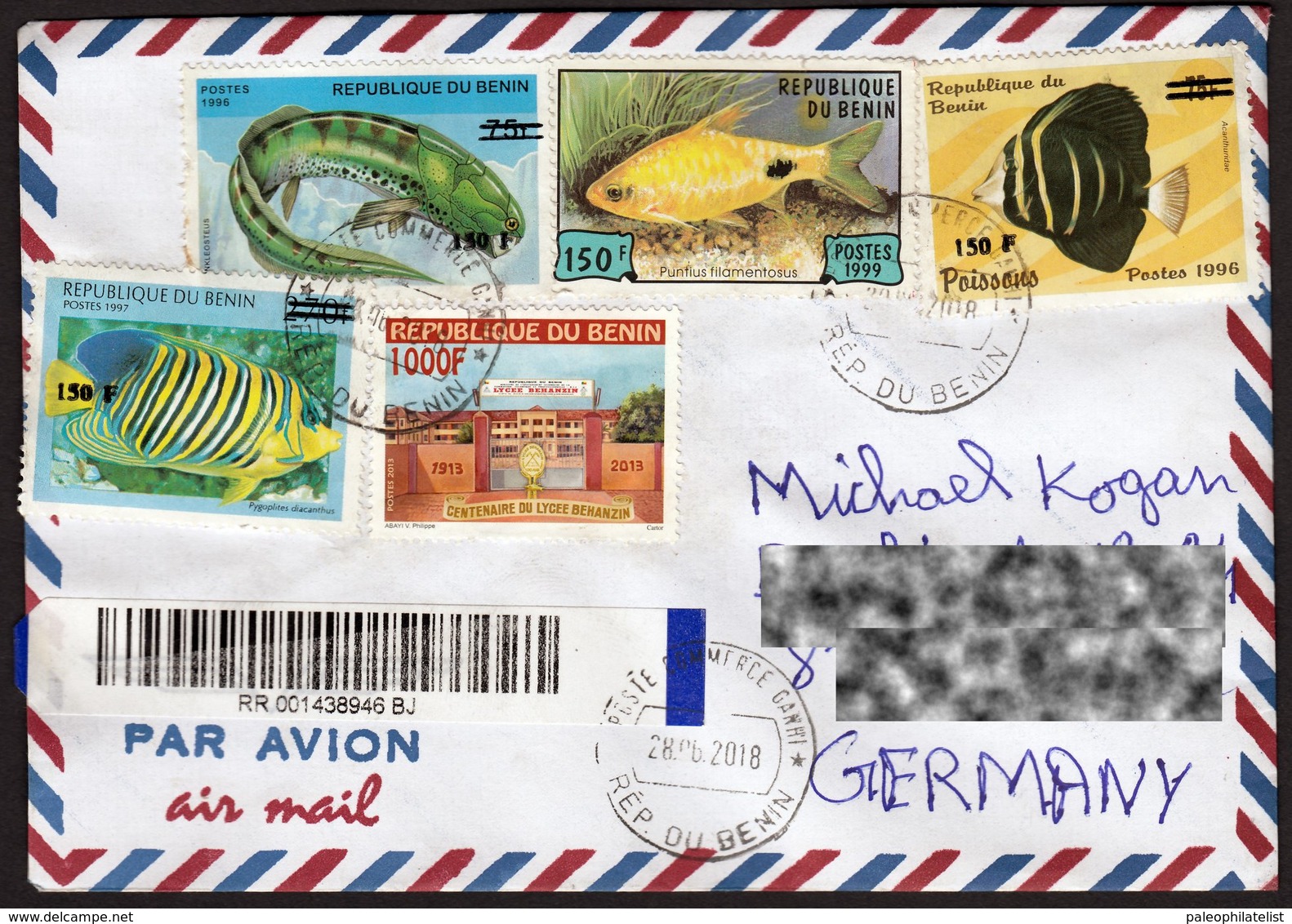 BENIN 2000 1996- 352 MICHEL 1265 PREHISTORIC FISH FISHES POISSONS- OVERPRINT OVERPRINTED SURCHARGE SURCHARGED - RARE - Prehistorics