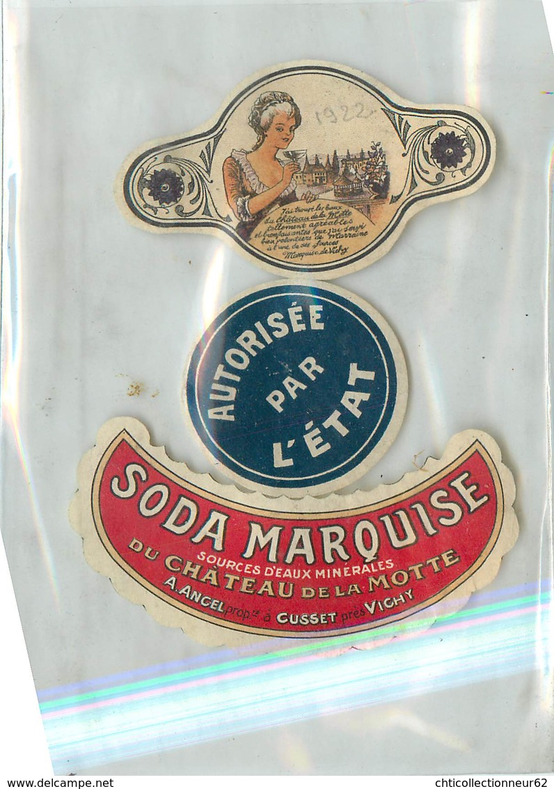 Ancienne Étiquette A4 LIMONADE SODA MARQUISE 1922 CHATEAU DE LA MOTTE ANCEL CUSSET VICHY - Autres & Non Classés