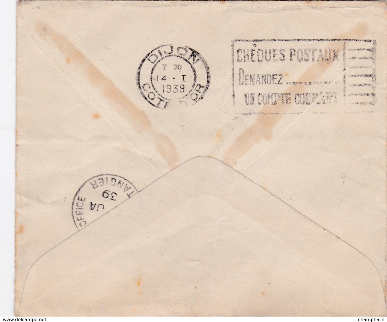 USA - ESC De Chicago Pour Gibraltar Puis Tanger (Maroc) Puis Dijon (21) - 14 Décembre 1938 - Timbre 1c1/2 Sc 684 - 4 CAD - Lettres & Documents