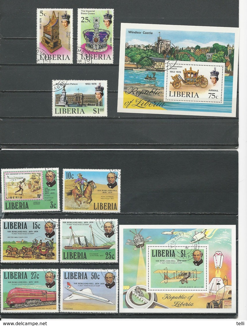 LIBERIA Scott 813-815 C221, 842-847 848 (9+2blocs) O Cote 10,80$ 1978-9 - Liberia
