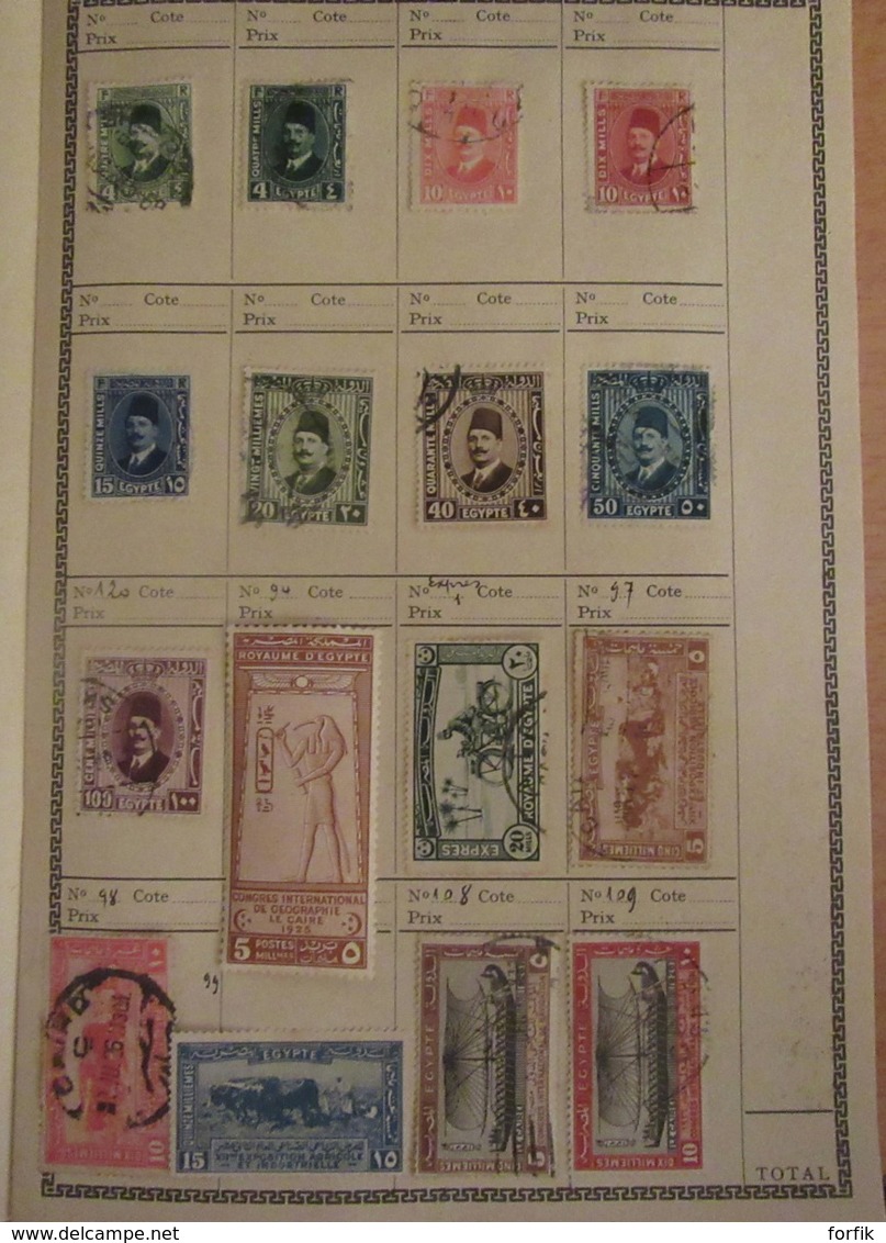 Egypte - Collection de 159 timbres en carnet - Plus ancien YT n°9 - Neufs sur charnières et oblitérés + taxe et service