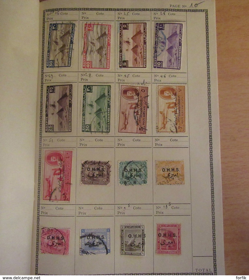 Egypte - Collection de 159 timbres en carnet - Plus ancien YT n°9 - Neufs sur charnières et oblitérés + taxe et service
