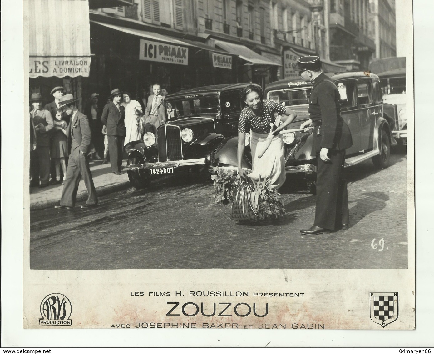 **JOSEPHINE   BAKER  & Jean  GABIN - Film: **ZOUZOU **    **-- ""  STILL  ""- FOTO -20,5 Cm X 23,5 Cm - Donne Celebri