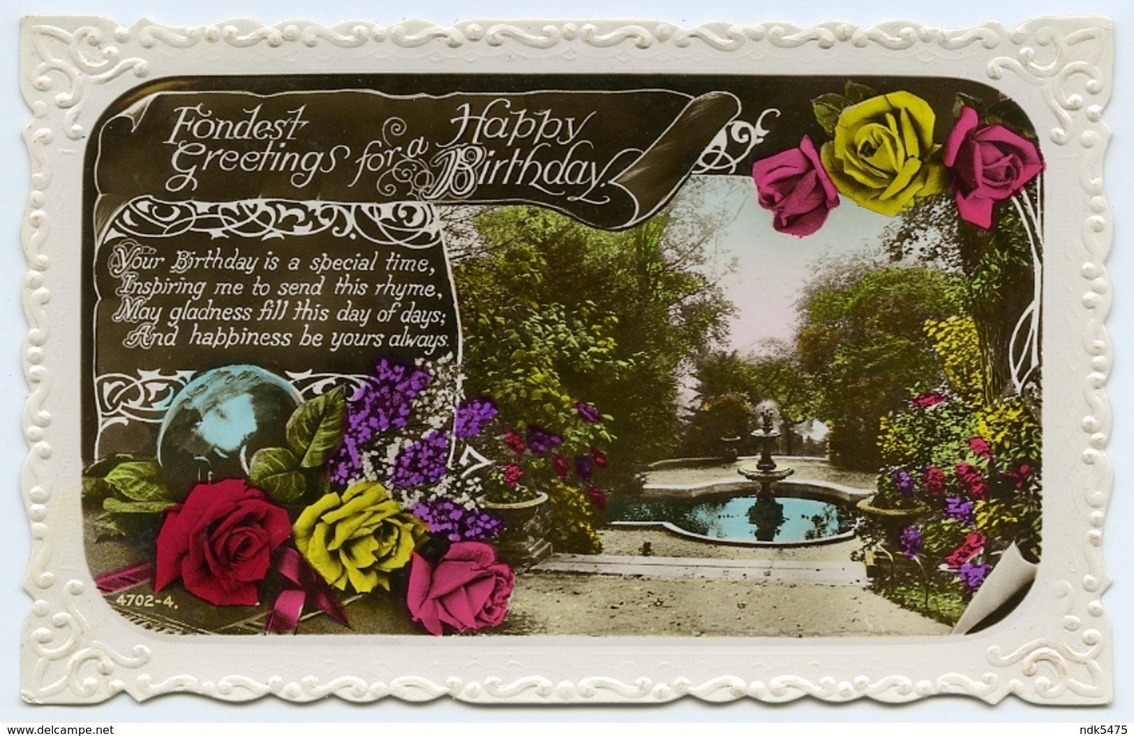 FONDEST GREETINGS FOR A HAPPY BIRTHDAY - FOUNTAIN / ADDRESS - BILLINGSHURST, LOXWOOD, BOX COTTAGE (WILLIAMS) - Compleanni