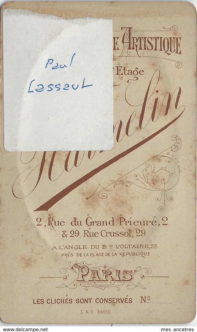 CDV Identifiée-Paul LASSAUT Ou LASSAUL-photo  Harmelin à Paris - Anciennes (Av. 1900)