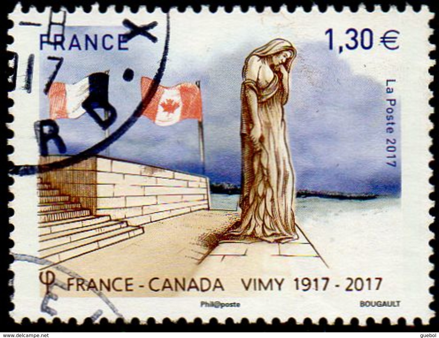 Oblitération Cachet à Date Sur Timbre De France N° 5137 Sculpture Du "Canada Pleurant Ses Fils Disparus" - Oblitérés