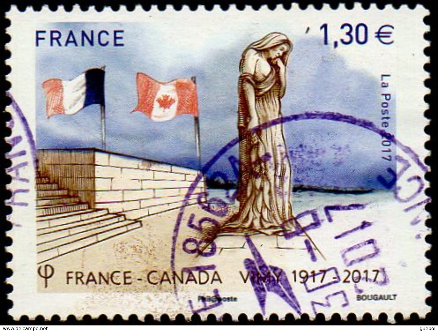 Oblitération Cachet à Date Sur Timbre De France N° 5137 Sculpture Du "Canada Pleurant Ses Fils Disparus" - Used Stamps