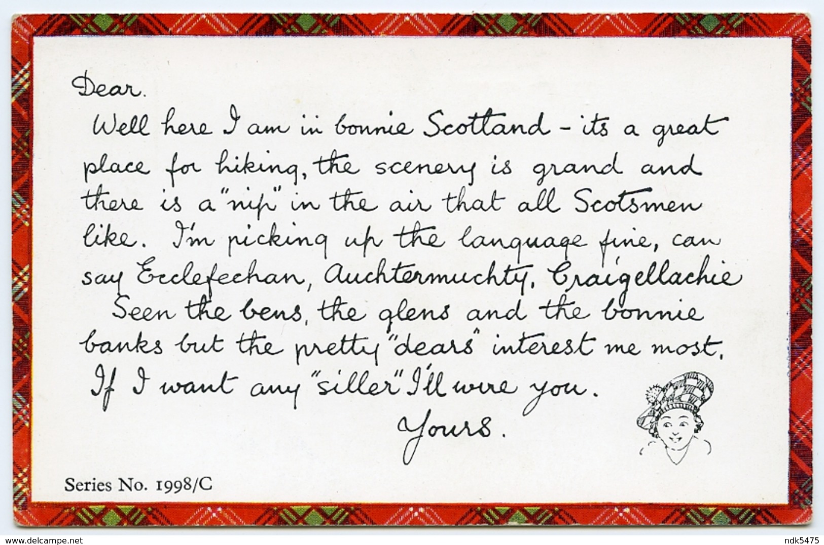 HUMOUR : SCOTCH MESSAGE - DEAR, WELL HERE I AM IN BONNIE SCOTLAND - Other & Unclassified