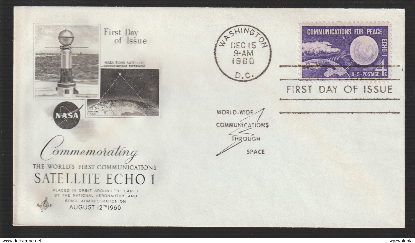 M 1064) USA 1960 Mi# 803 FDC: Nachrichten-Verbindung Für Den Frieden, Satellit Echo 1 - Telekom