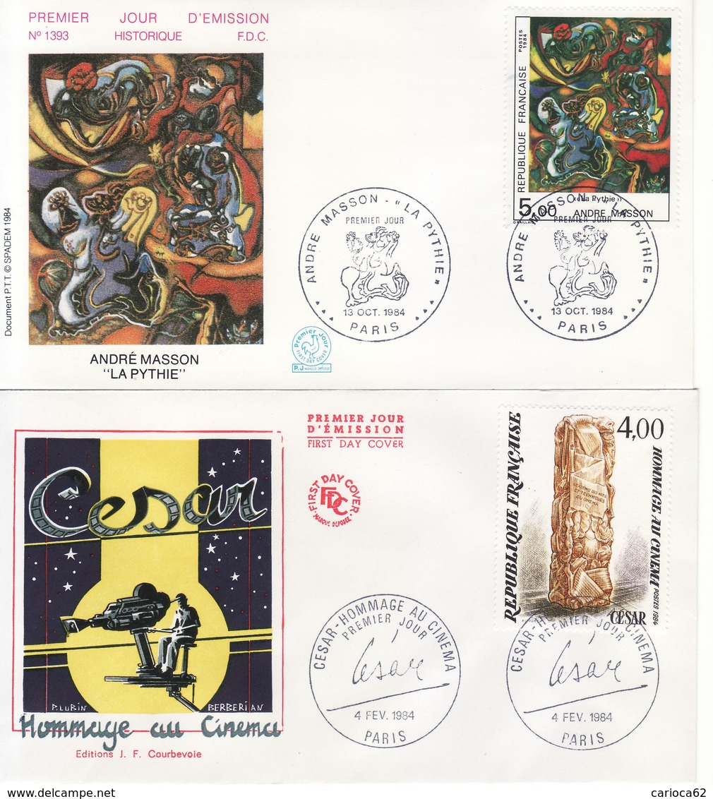 1984 - FRANCIA 2 FDC OPERE D' ARTE VEDI++++ - 1980-1989