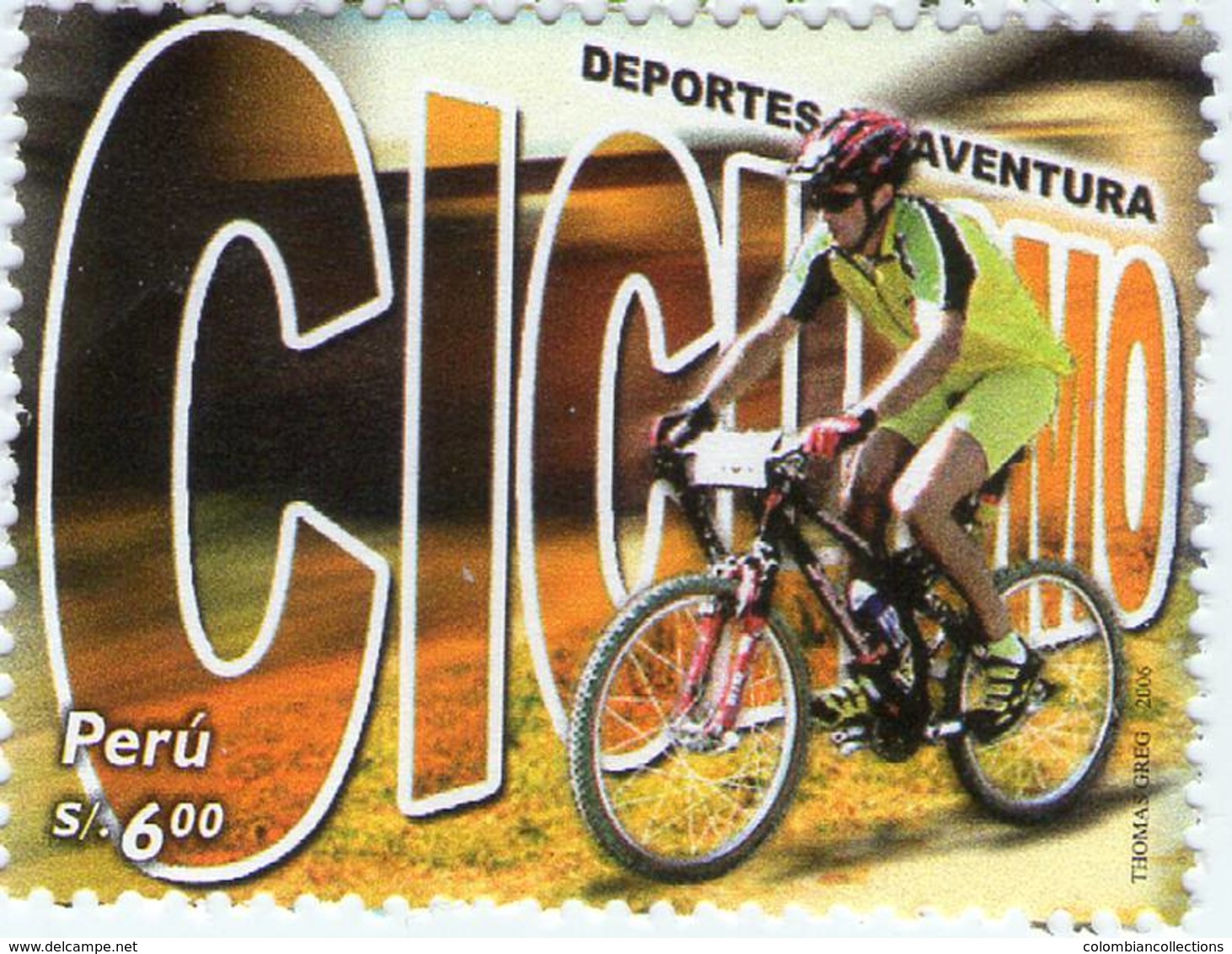 Lote P2006-12, Peru, 2006, Sello, Stamp, Deportes De Aventura, Ciclismo, Cycling Bicycle, Extreme Sport - Perú