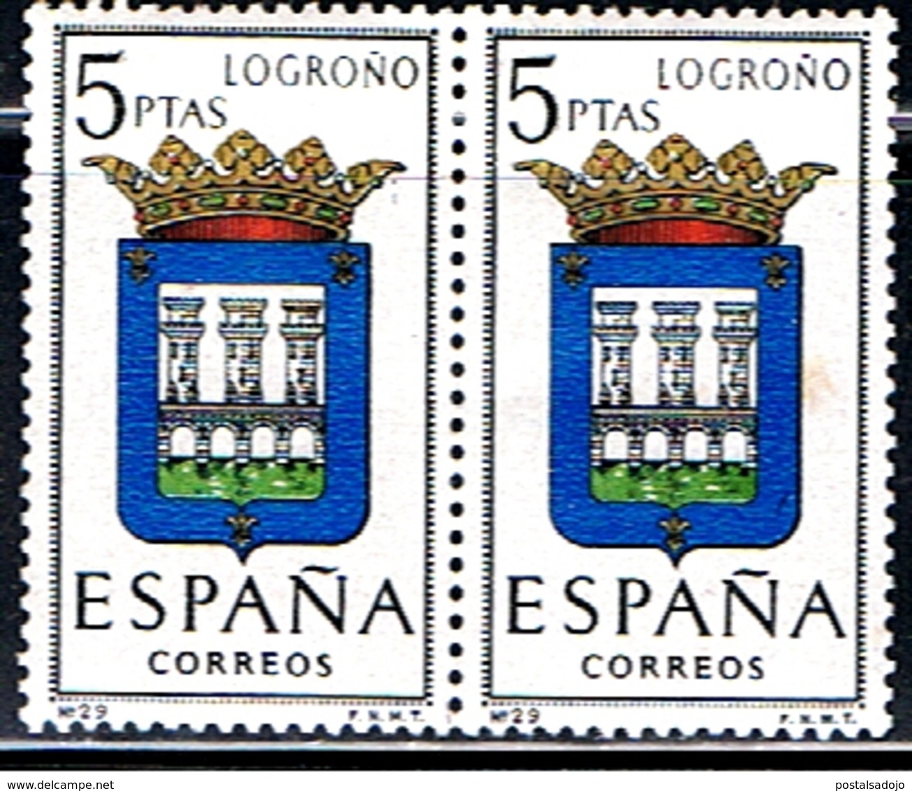 (5E 556) ESPAÑA // YVERT 1214 B // EDIFIL 1555 & 1555 // BLASON LOGROÑO // 1964 - Neufs