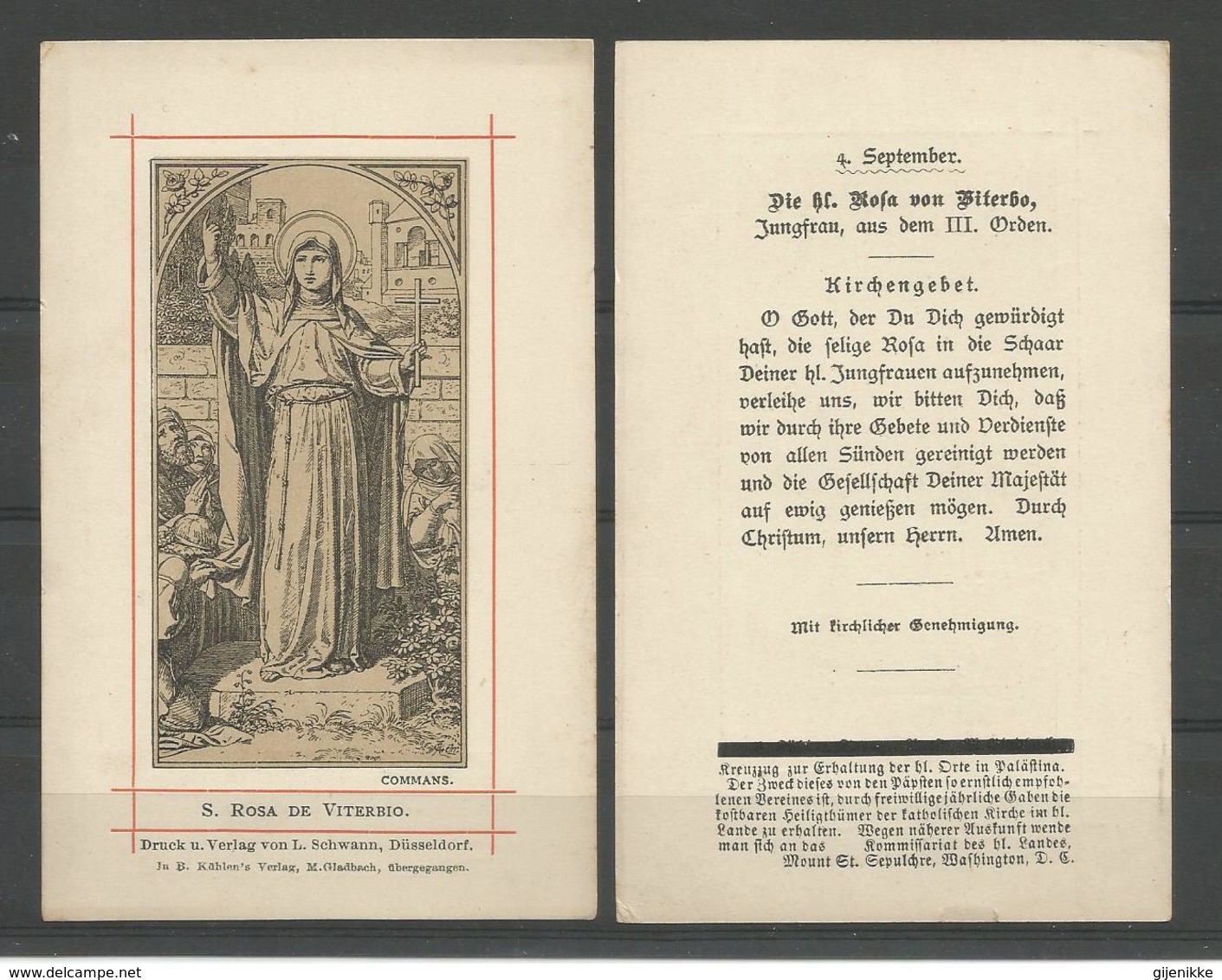 Holy Card.   .Rosa De Viterbio - Religion & Esotérisme