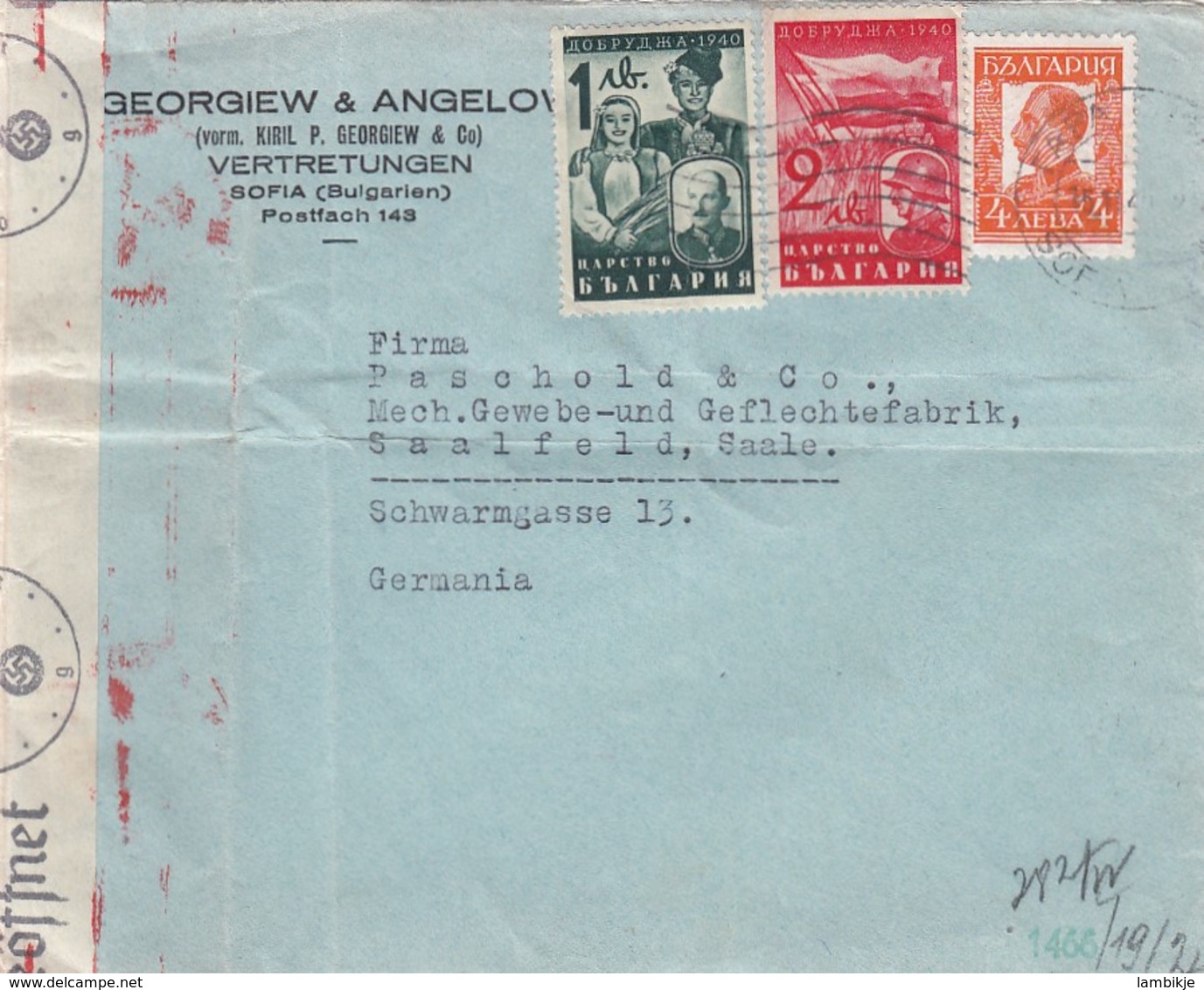Bulgary Cover Censor Airmail 1940 - Briefe U. Dokumente
