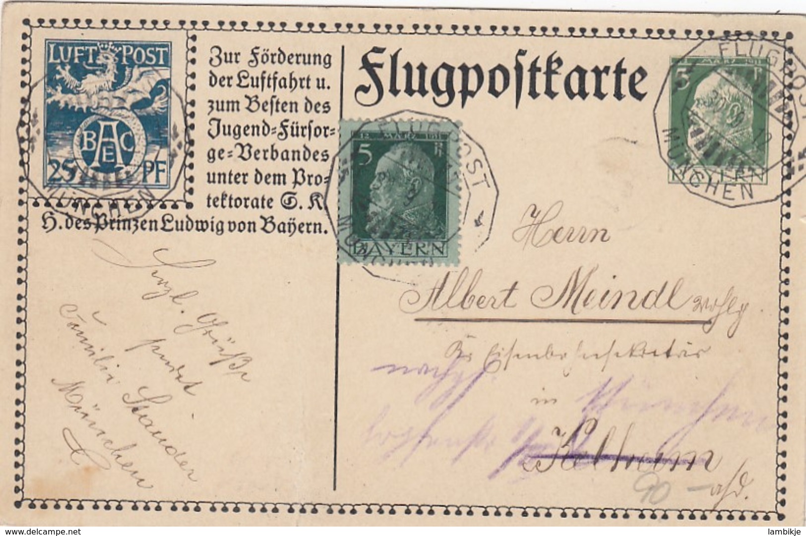 AD Bayern Flugpostkarte 1912 - Briefe U. Dokumente