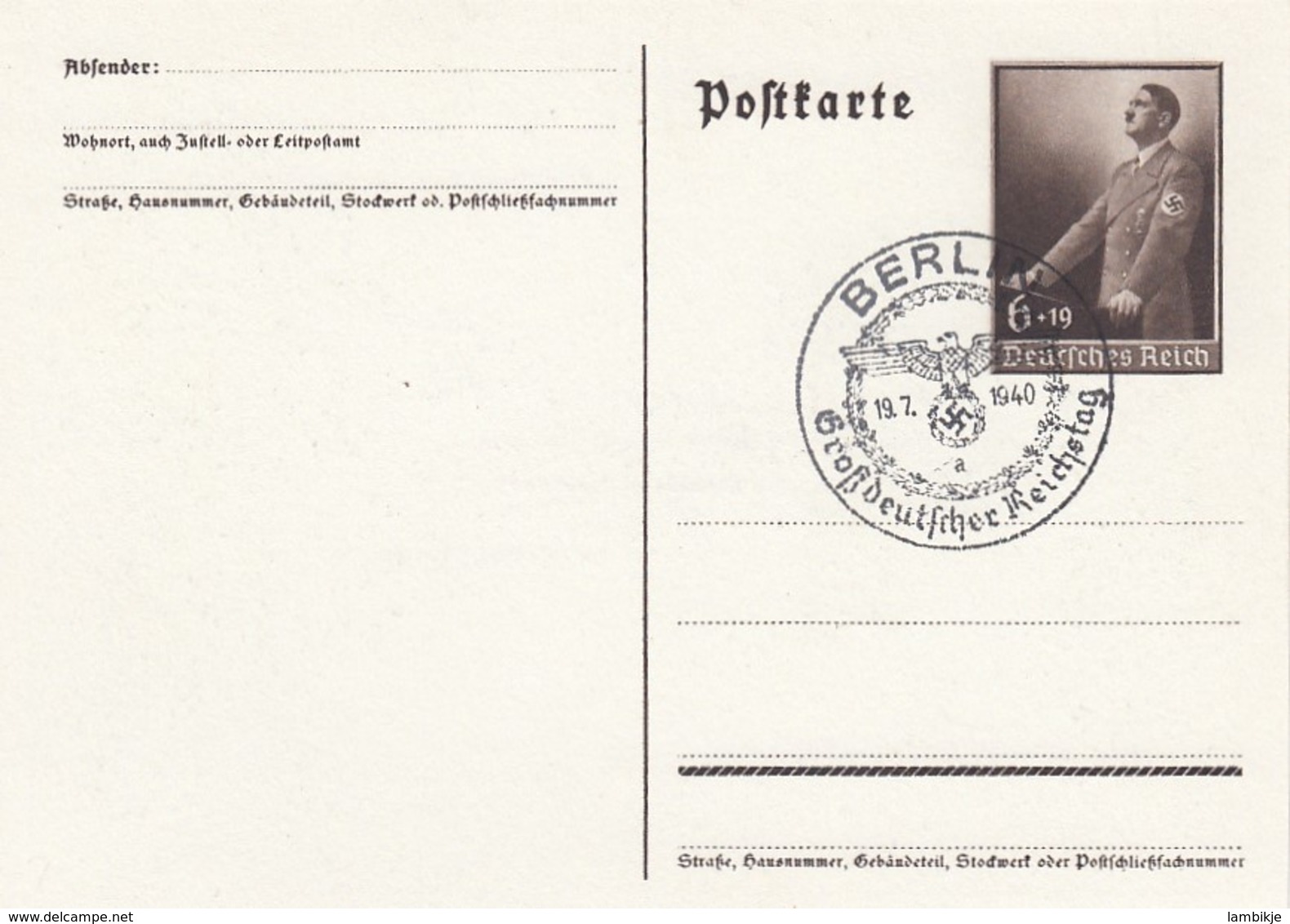 Deutsches Reich Postkarte 1940 P290 - Briefe U. Dokumente