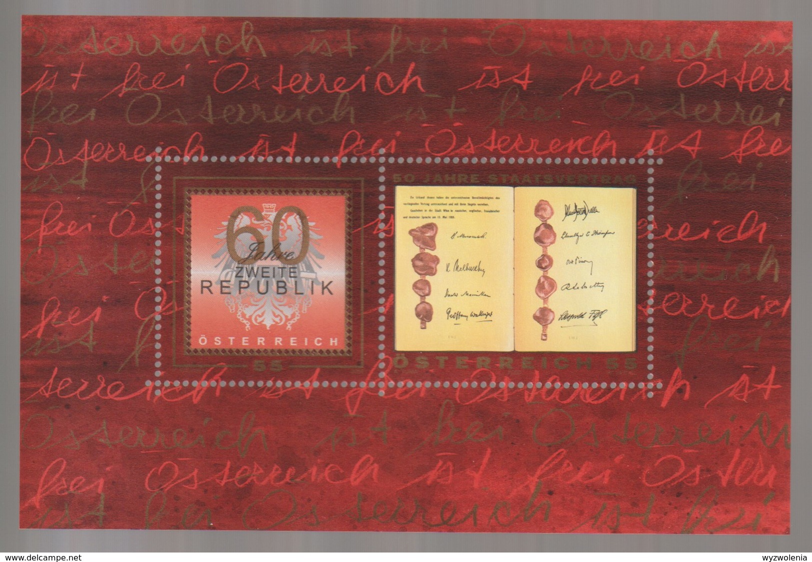 H 134) Österreich 2005 Mi# 2529-2530 Bl.28 **: 60 J 2. Republik, Wappen, Urkunde - Sonstige & Ohne Zuordnung