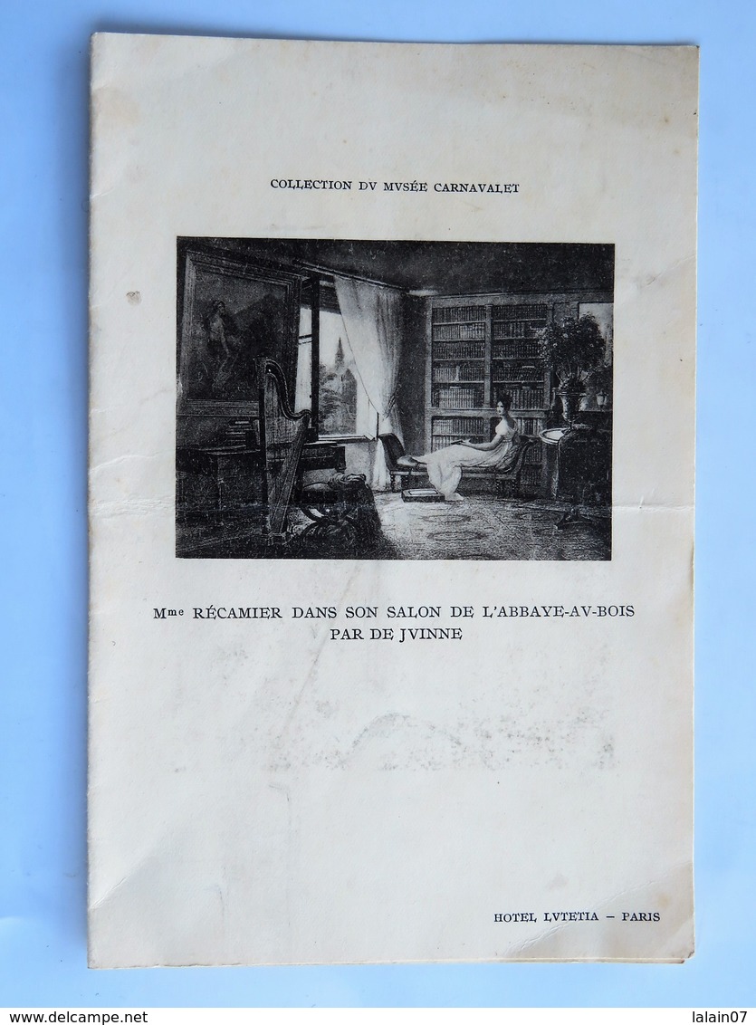 Menu : Hôtel LUTETIA, Paris, Le 30 Mai 1933, Illustration "Mme Récamier Dans Son Salon" - Menus