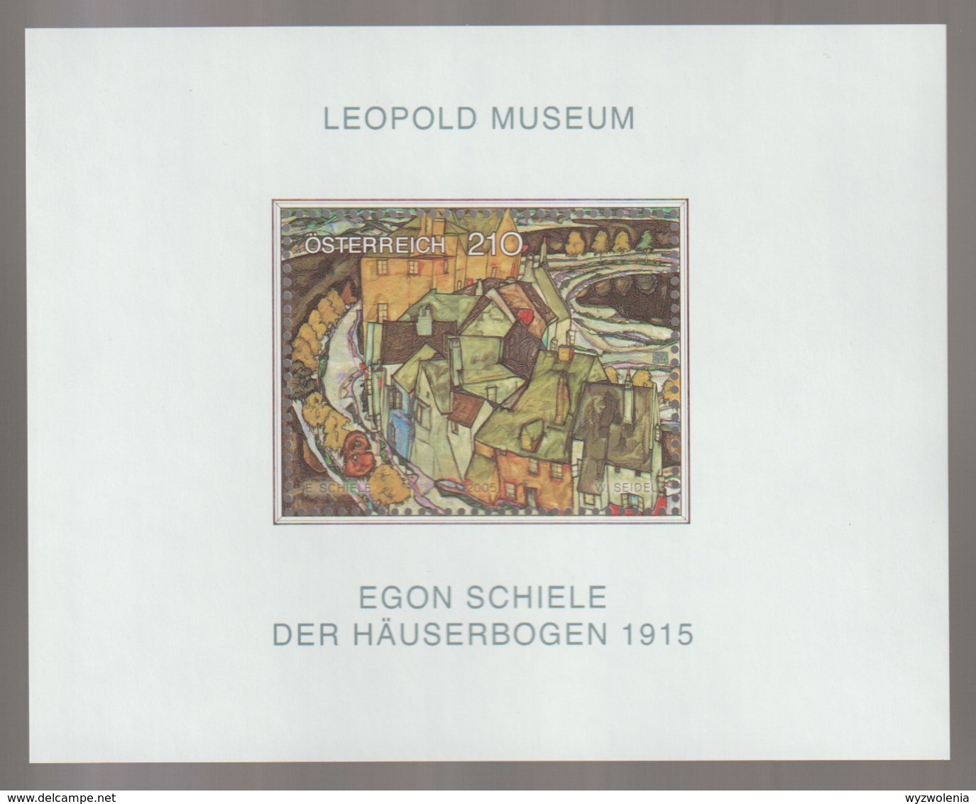 H 130) Österreich 2005 Mi# 2546 Bl.29 **: Der Häuserbogen - Egon Schiele, Maler - Moderne