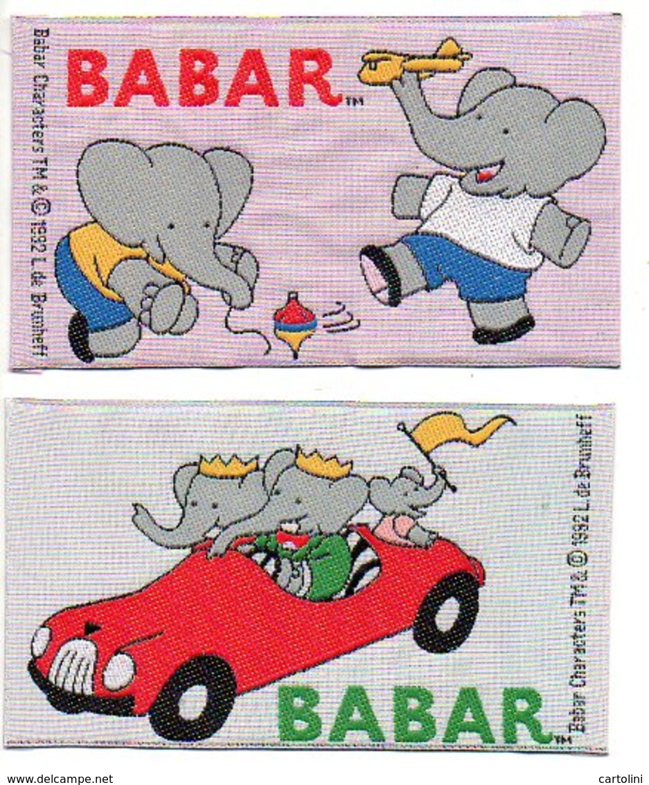 BABAR Motief 2 Stuks/  Om Op Kledij Te Naaien Motif à Coudre Sur Garment  Olifant Elefant Elephant 1992 Form. 11x6cm - Autres & Non Classés