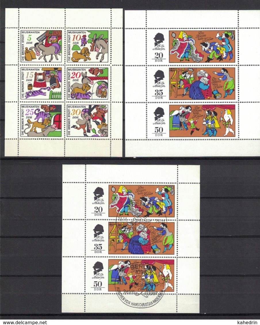 DDR 1971 + 1975, Märchen Fairy-tale Bremer Stadtmusikanten Des Kaisers Neue Kleider Andersen **, MNH - Märchen, Sagen & Legenden