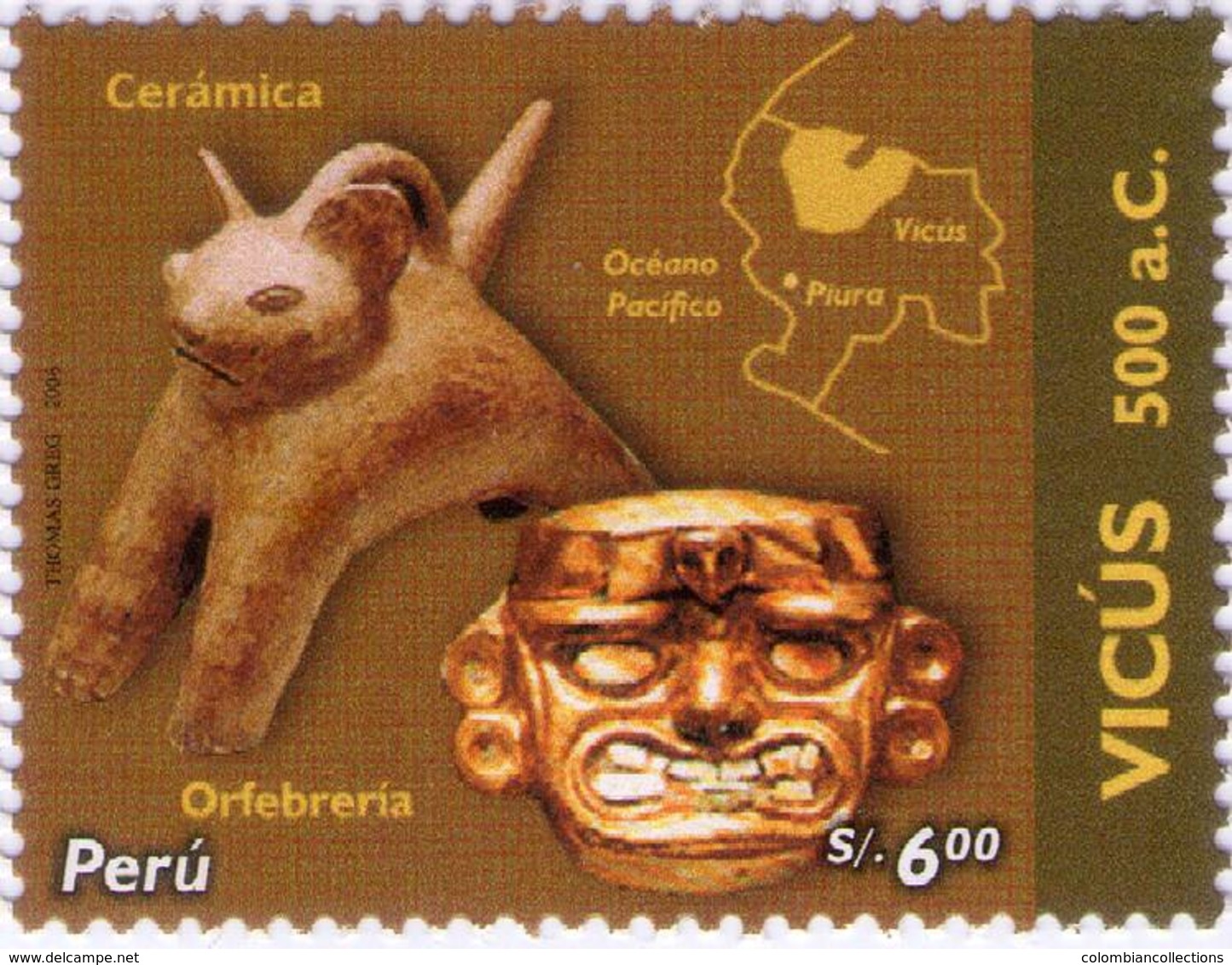 Lote P2006-13, Peru, 2006, Sello, Stamp, Vicus, Culturas Indigenas Peruanas, Indigenous Cultures - Peru