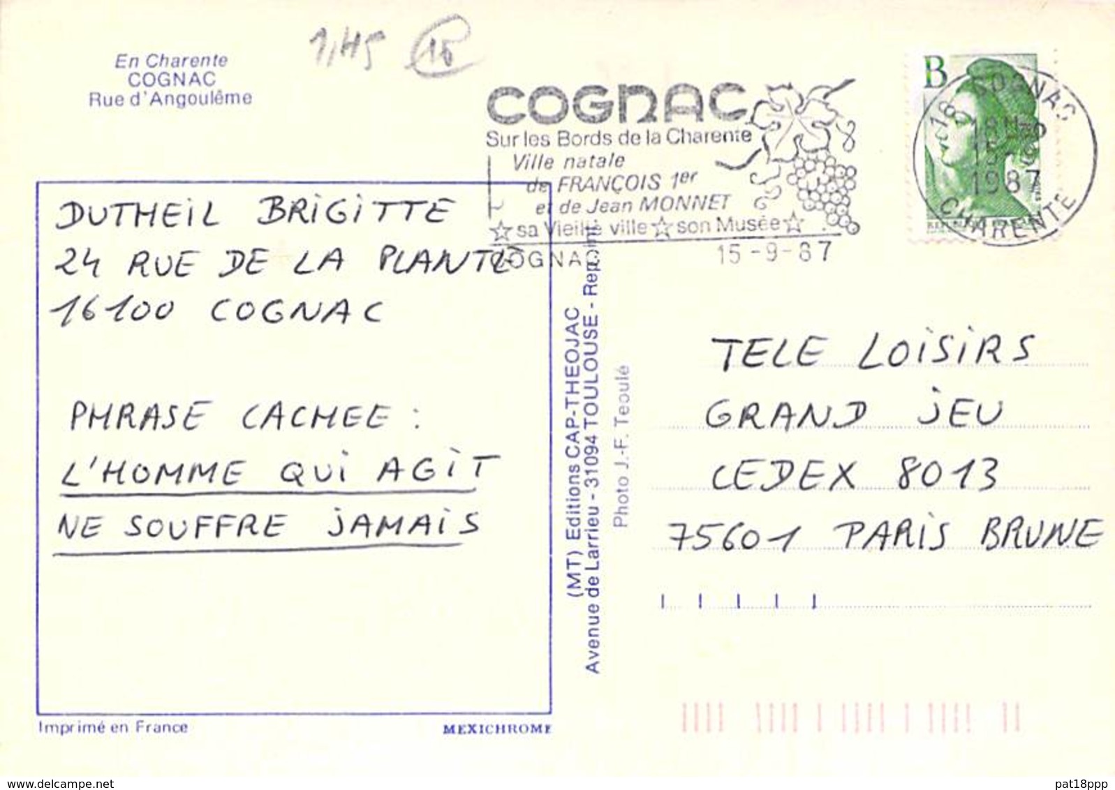 16 - COGNAC ( Rue Commerçante ) Rue D'Angoulème - CPSM CPM 1987 - Charente - Cognac