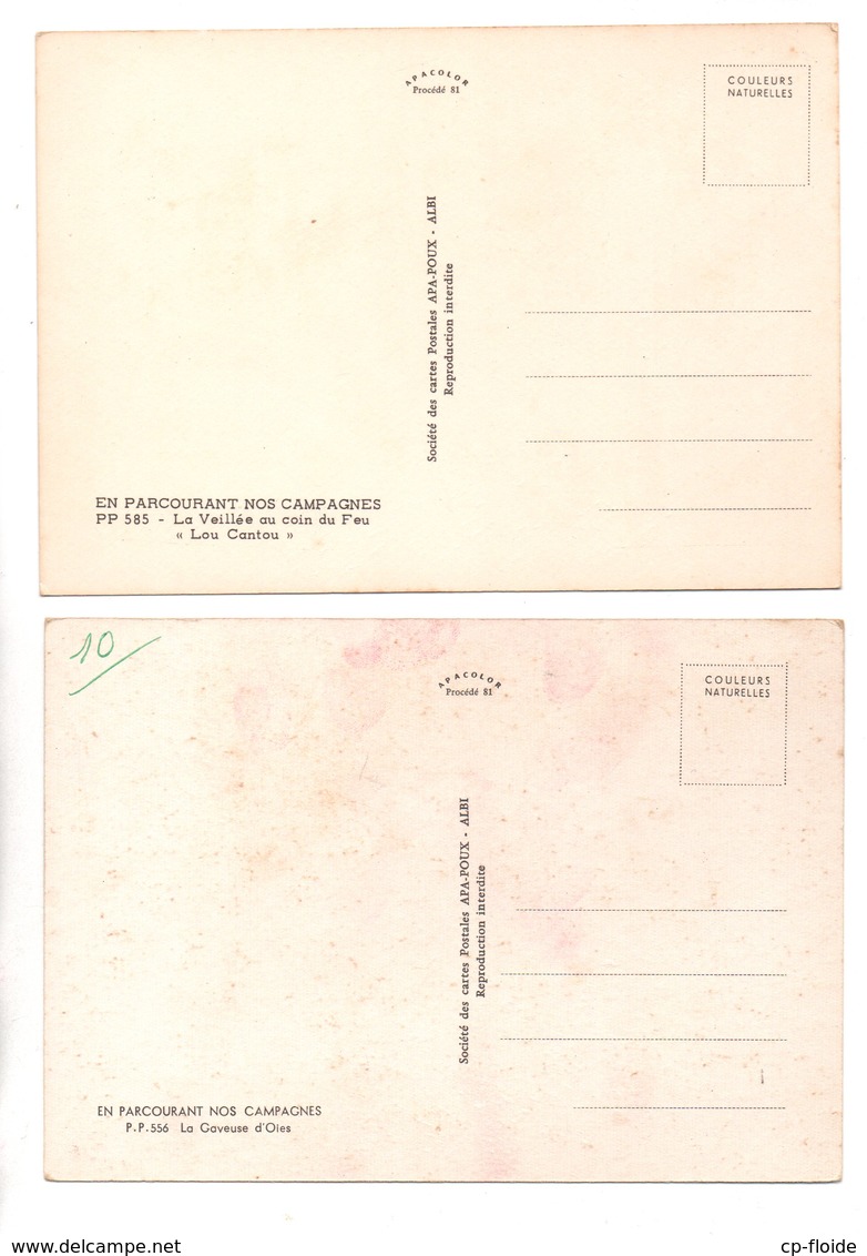 DANS NOS CAMPAGNES . " LA GAVEUSE D'OIE " & LA VEILLÉE AU COIN DU FEU " . 2 CARTES POSTALES - Réf. N°20264 - - Autres & Non Classés