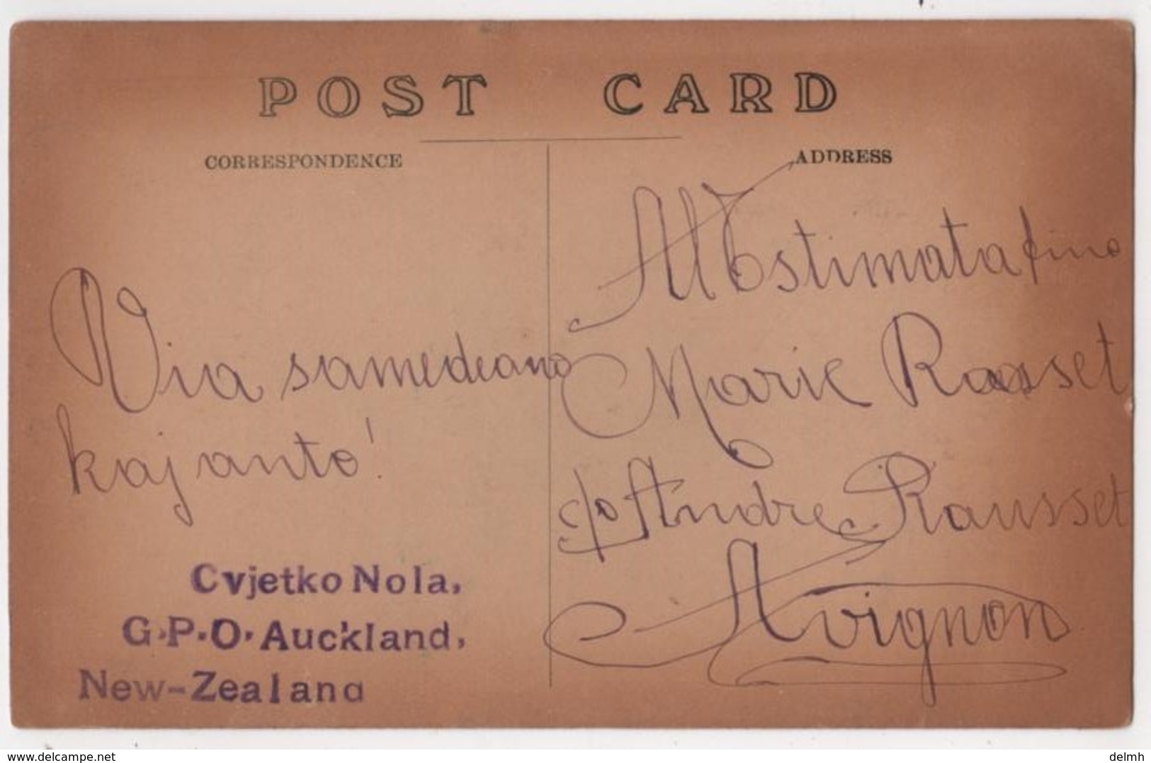 NEW ZEALAND Young Man Bicycle Name Cvjetko Nola Real Photo Postcard Write In Esperanto - Nouvelle-Zélande