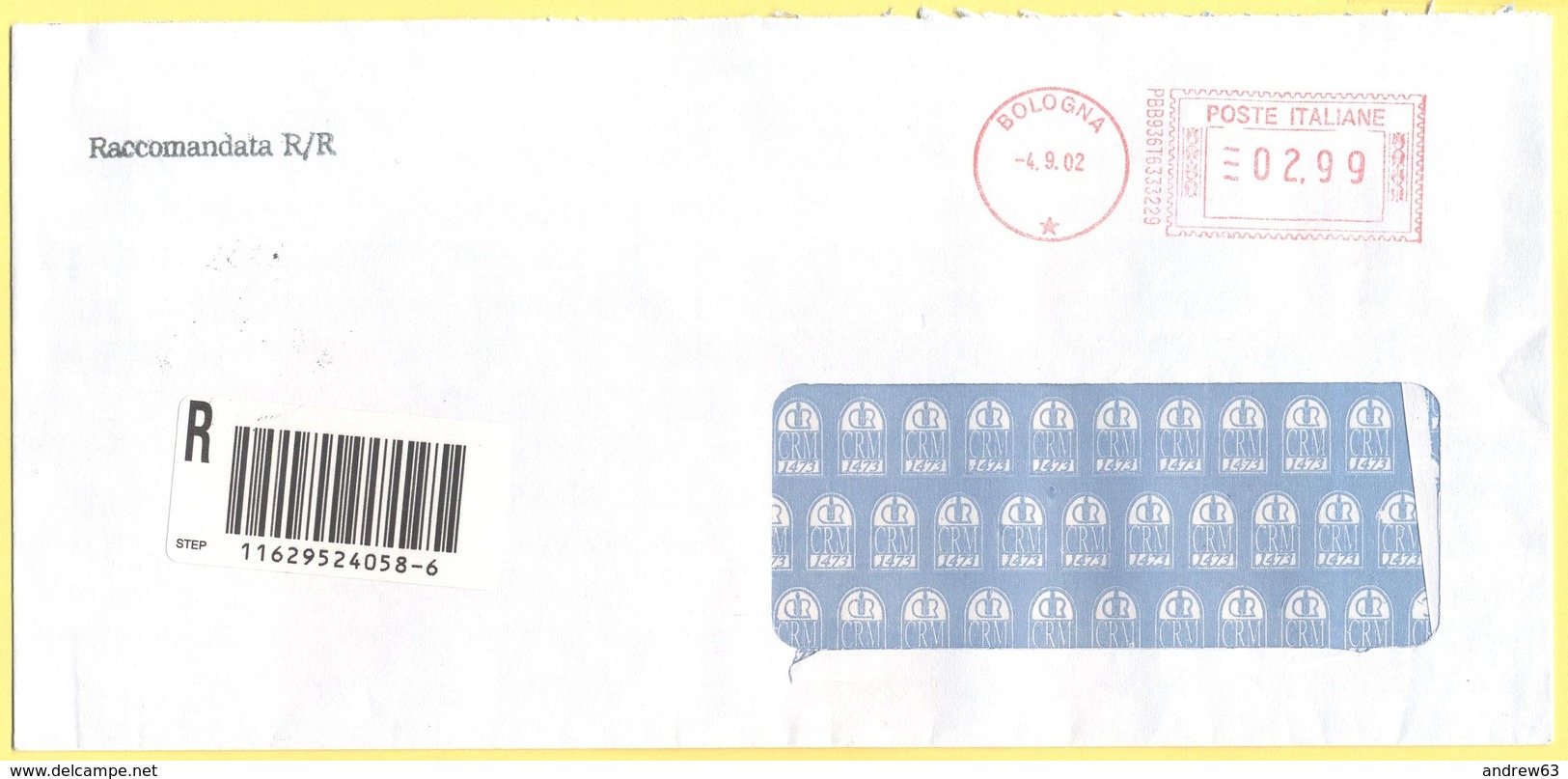 ITALIA - ITALY - ITALIE - 2002 - 002,99€ EMA, Red Cancel - Rolo Banca 1473 - Raccomandata A.R. - Viaggiata Da Bologna - Macchine Per Obliterare (EMA)