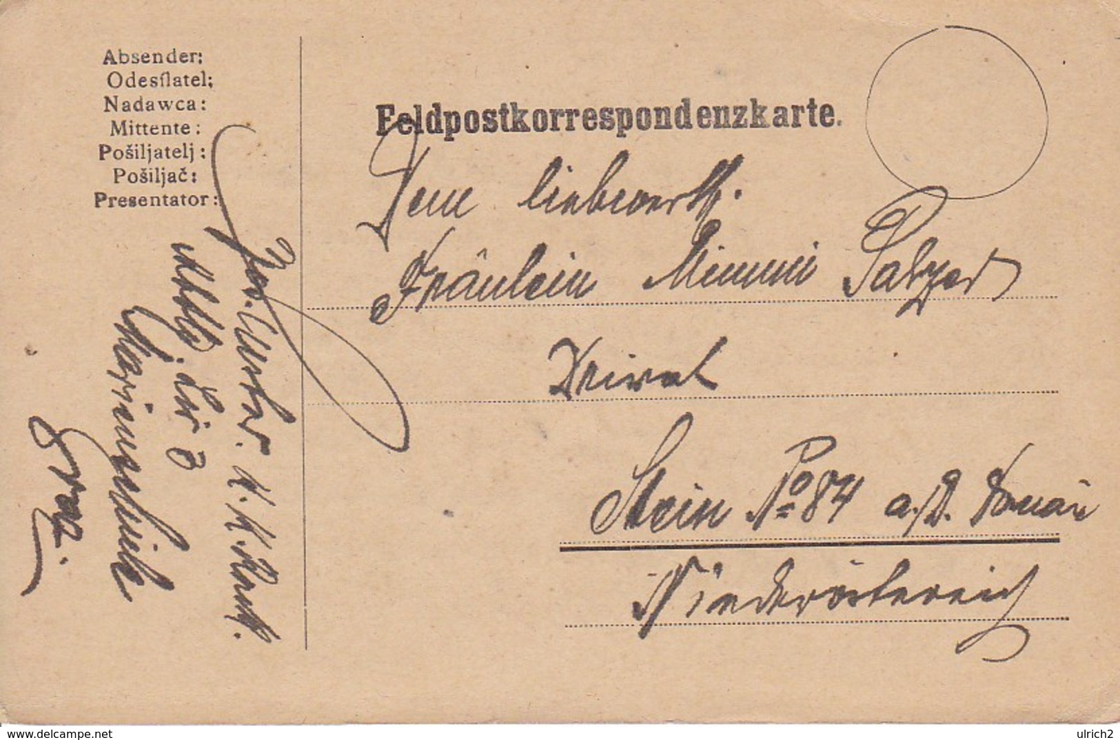 Feldpostkarte Marineschule Graz Nach Stein/Donau - 1917 (39639) - Briefe U. Dokumente