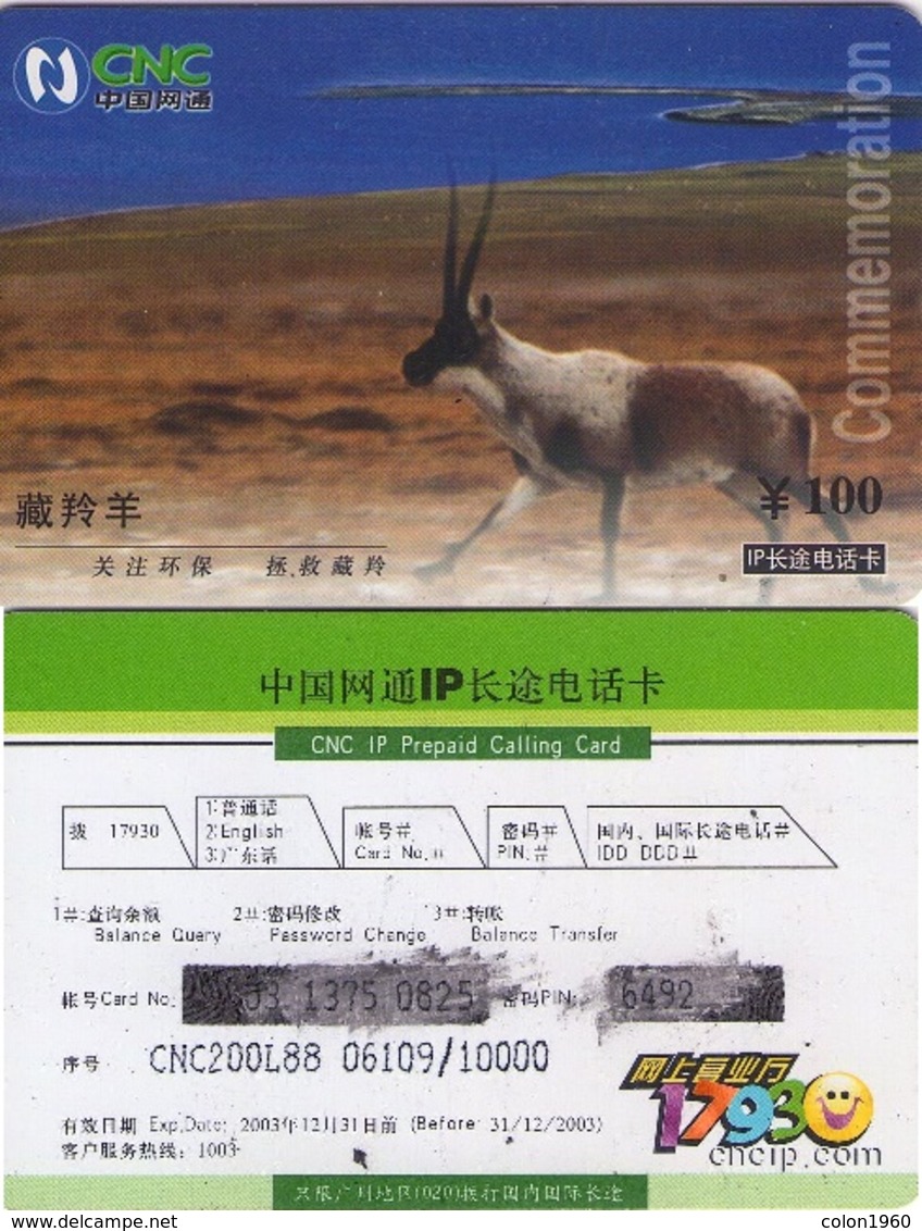 TARJETA TELEFONICA DE CHINA. FAUNA. ANTILOPE - ANTELOPE. COMMEMORATION. 10000 Ex. CNC200L88. (613). - Otros & Sin Clasificación