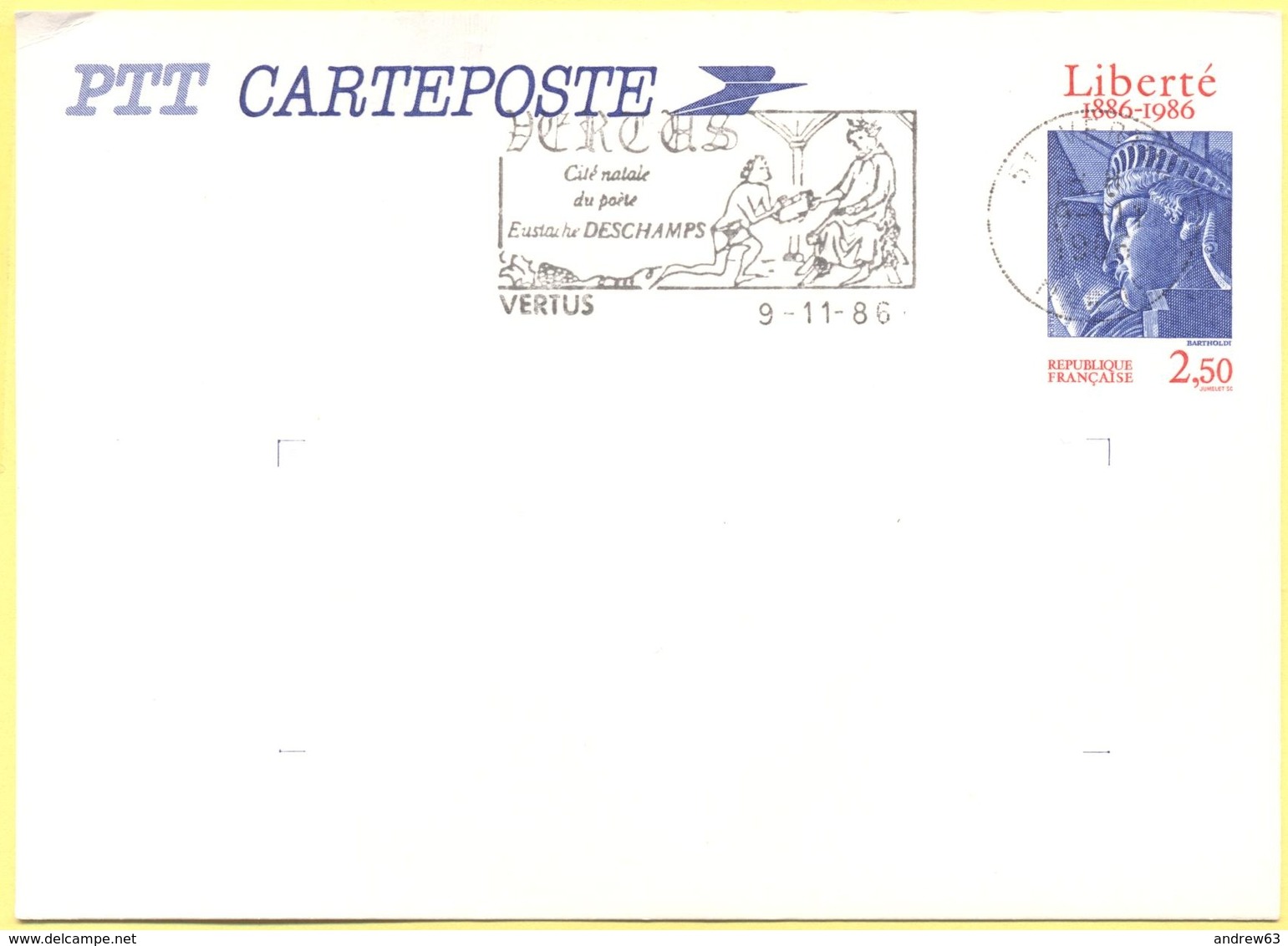 FRANCIA - France - 1986 - 2,50 Liberté + Flamme Cité Natale Du Poète Eustache Deschamps - Carte Postale - Intero Postale - Cartoline Postali E Su Commissione Privata TSC (ante 1995)