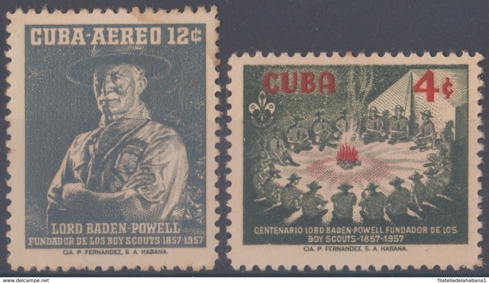 1957-352 CUBA REPUBLICA 1957 Ed.682-83. BOYS SCOUTS, BADEM POWELL. LIGERAS MANCHAS. - Nuevos